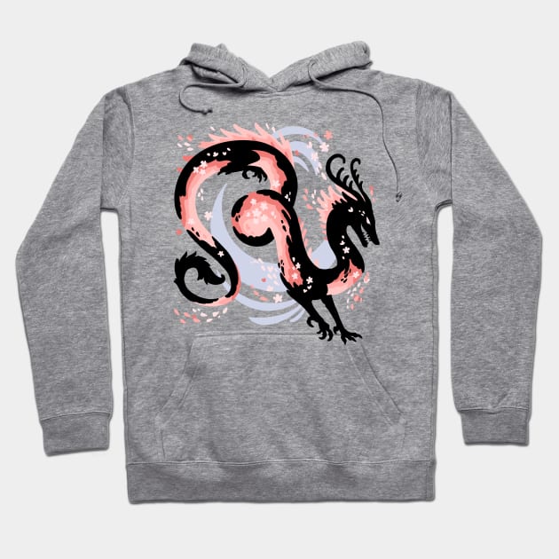 Cherry Blossom Dragon Drawing Hoodie by Things By Diana